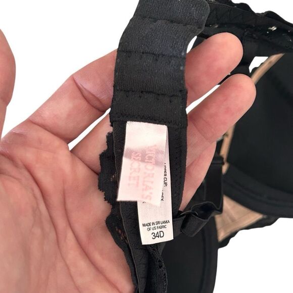 Victorias Secret lightly lined underwire black and beige bra size 34D - Picture 4 of 5